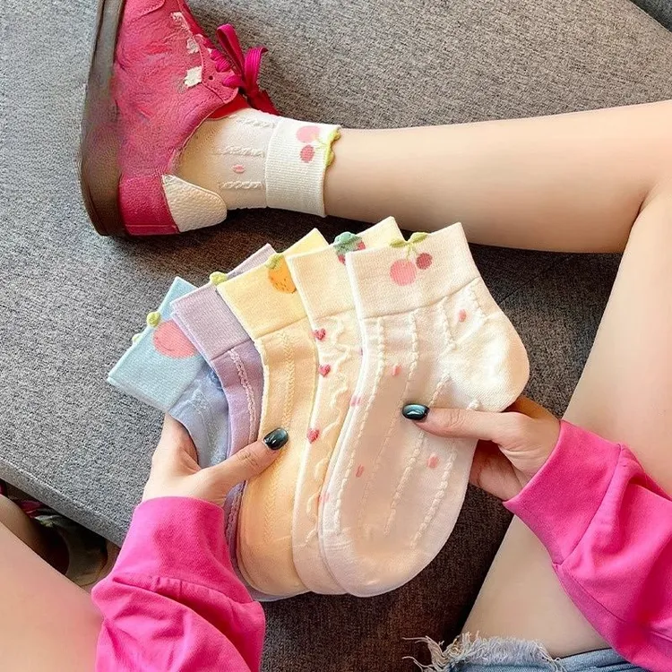 儿童袜子夏季薄款棉质短袜女童可爱水果日系学生短筒韩版夏天袜子