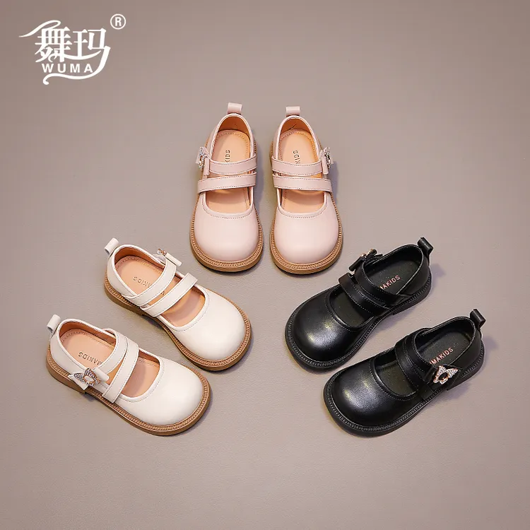 女童鞋儿童公主鞋2025新款春夏季小女孩简约软底黑色小皮鞋518113