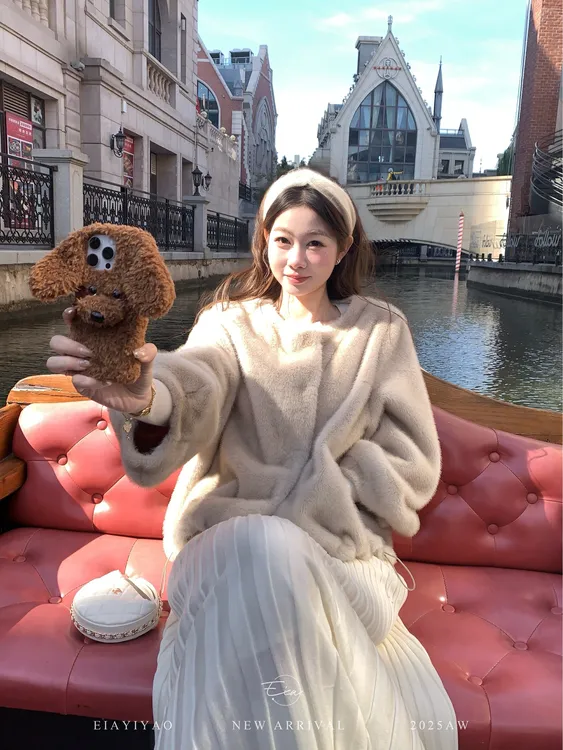EIA一尧【中古雪貂】慵懒环保皮毛一体轻奢毛毛外套韩系气质姐姐冬