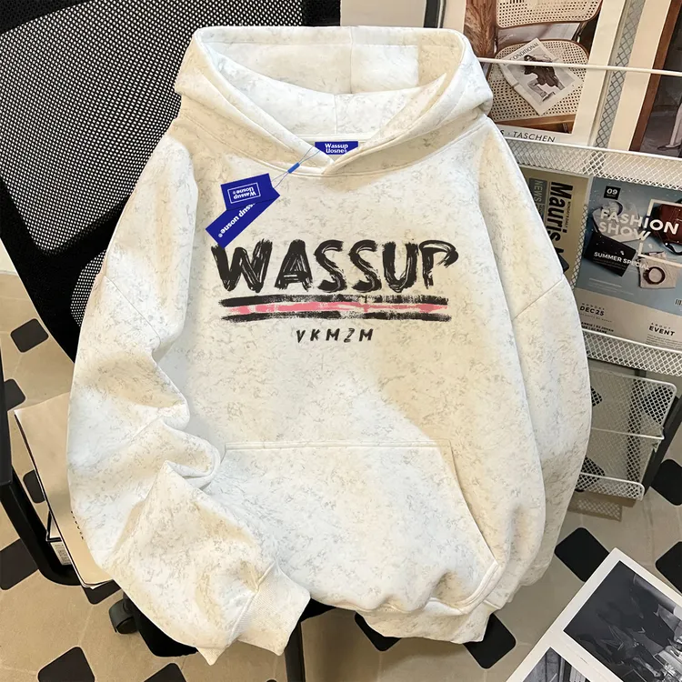 美式街头复古套头连帽卫衣男秋季新款hiphop百搭潮流重磅小众帽衫