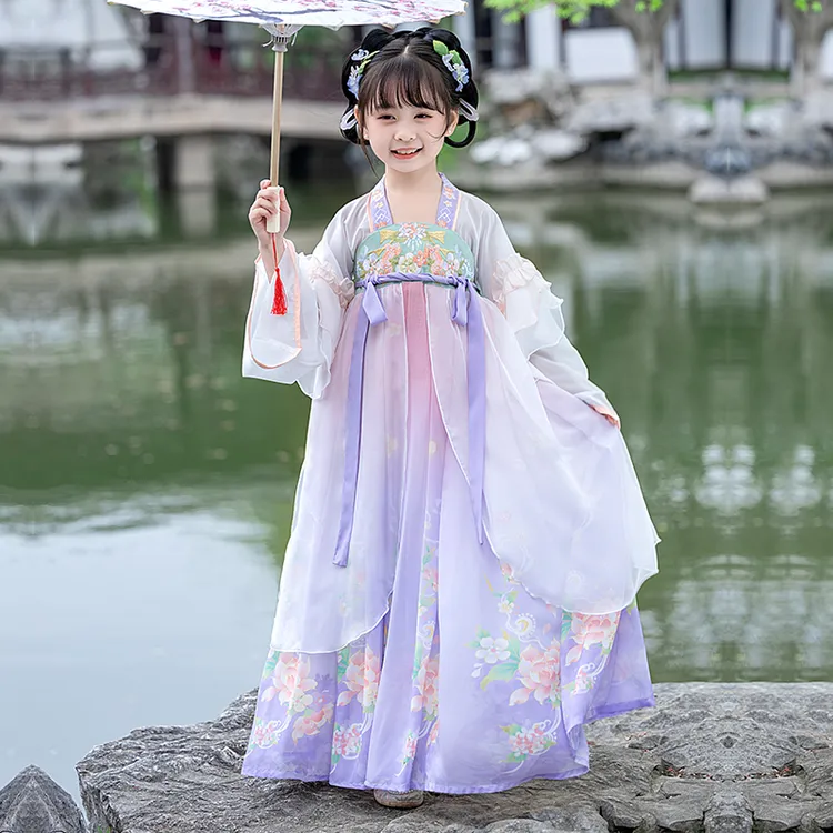 【荷韵】2025新款女童汉服春夏季儿童古装古风公主超仙长袖齐胸襦裙