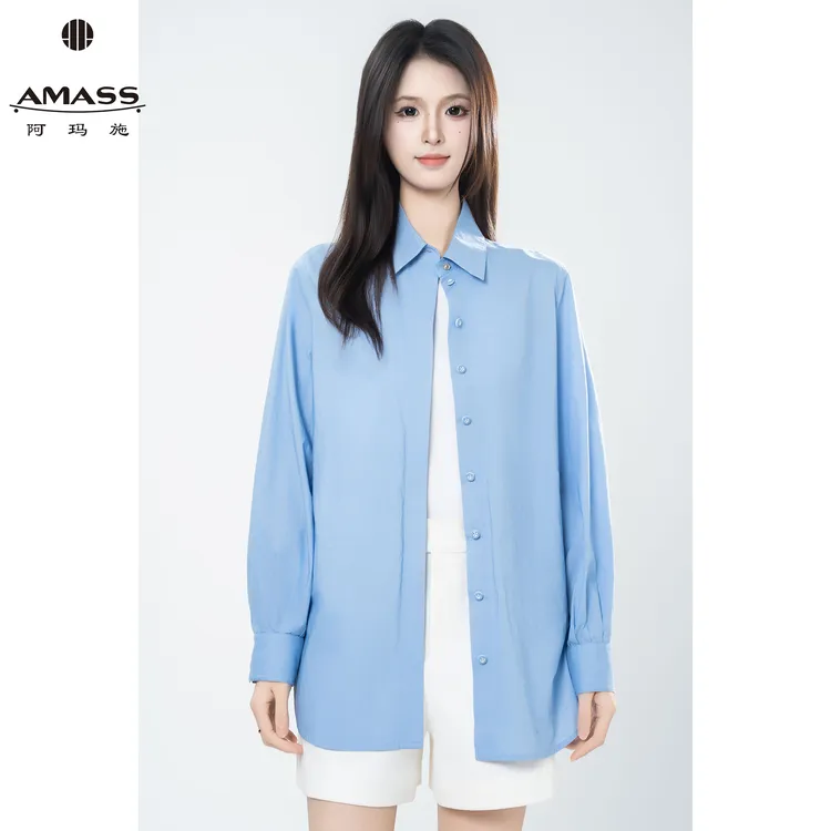 AMASS/阿玛施秋季新款通勤休闲翻领轻职风时尚衬衫上衣女 5300701