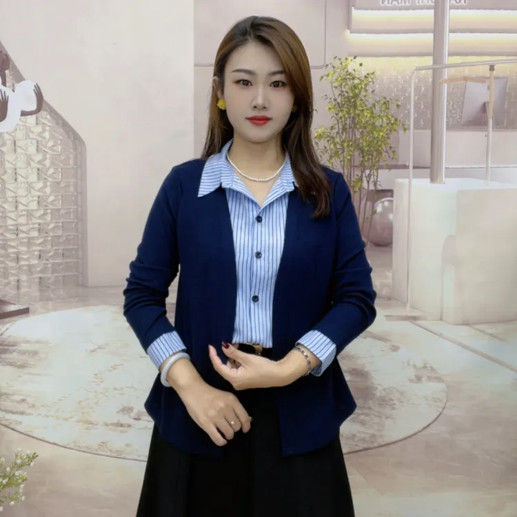 2025时尚显瘦假两件设计爆款2025秋季新品减龄拼接女款长袖衬衫
