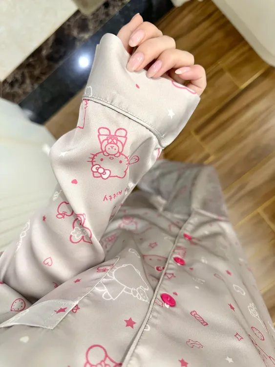 【银粉kitty猫】网红高级凯蒂猫冰丝睡衣女套装2025春秋新款家居服