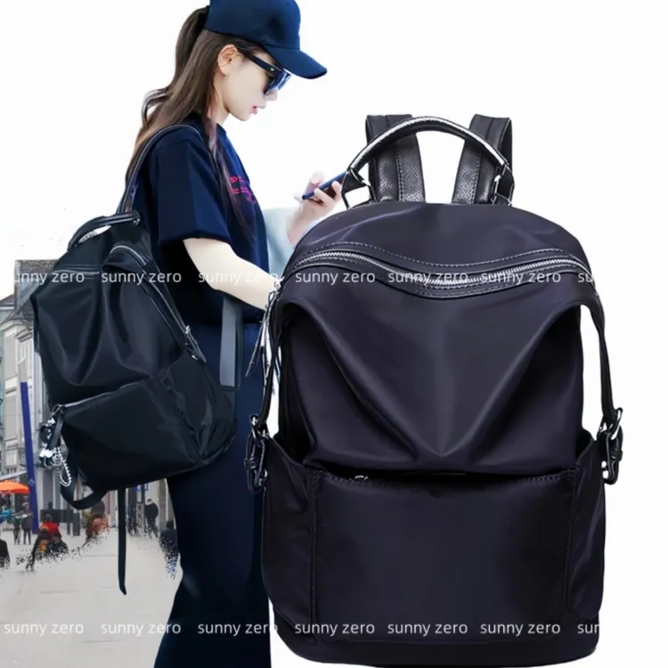 明星同款牛津布旅行包女新款韩版大容量双肩包简约电脑背包出差潮