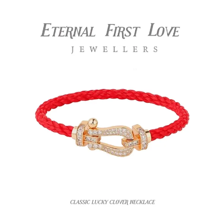ETERNAL FIRST LOVE新年红色系CNC工艺马蹄扣手链