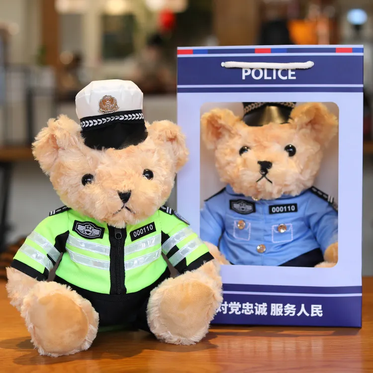 交警小熊公仔泰迪熊毛绒玩具娃娃特警消防公安熊警察小熊玩偶