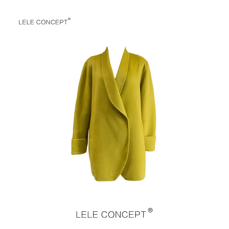 LELE CONCEPT丨「丽」静奢风极简中款翻袖斜插兜大衣FD25C0133Y