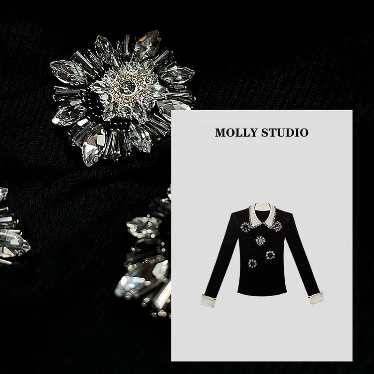 【千金格调】Molly 时尚气质显瘦轻奢重工洋气 毛衣上衣 M2530006