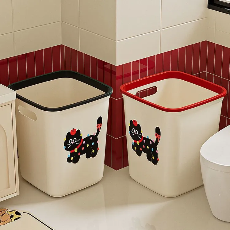 可爱厨房垃圾桶家用高颜值厕所卫生间客厅大容量厨房卧室压圈纸篓