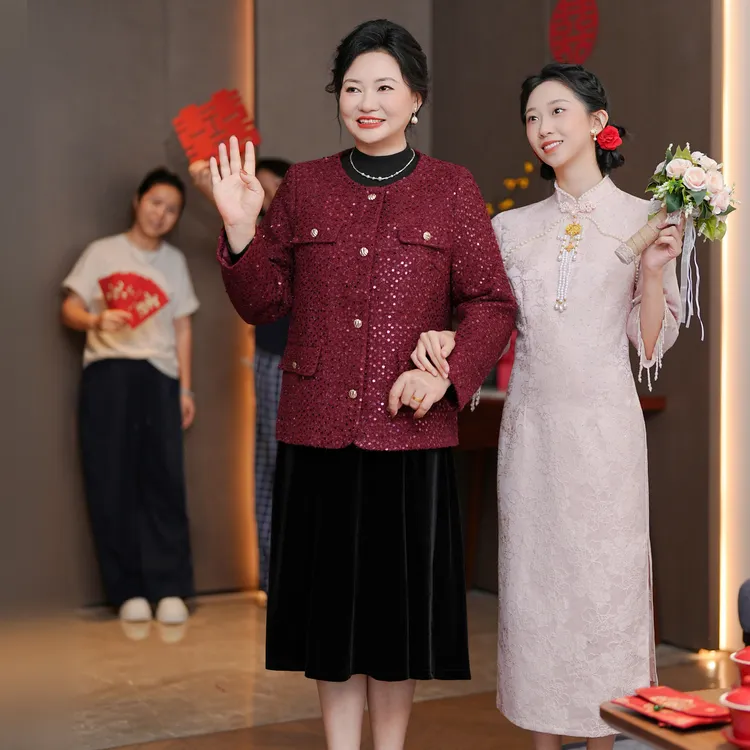 时尚气质洋气外套小香风套装中老年喜婆婆平时可穿两件套WW25698