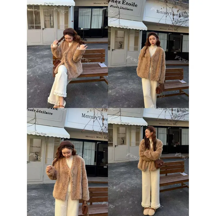 【YFONI】奶茶棕大小姐皮毛一体外套~