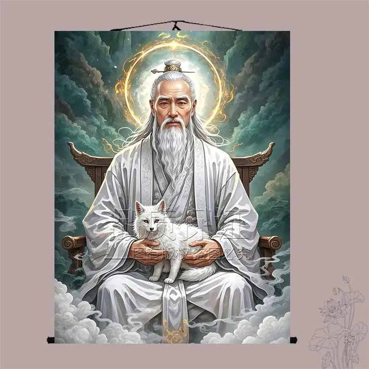 胡五太爷胡天罡挂画东北出马堂口客厅供奉胡家教主画像卷轴画定制