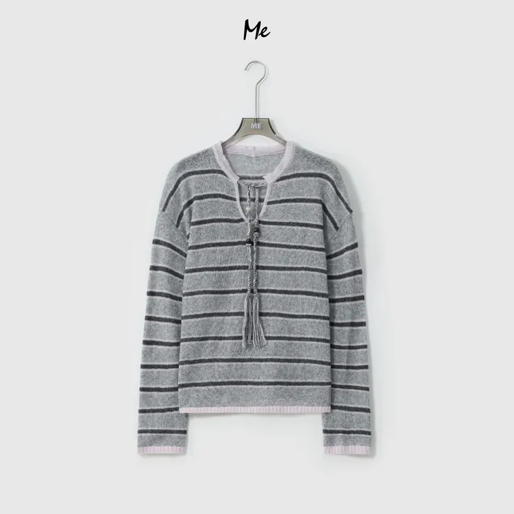 ME【流苏条纹羊毛衫】山羊绒绵羊毛混纺显瘦时尚针织毛衣MESA0562