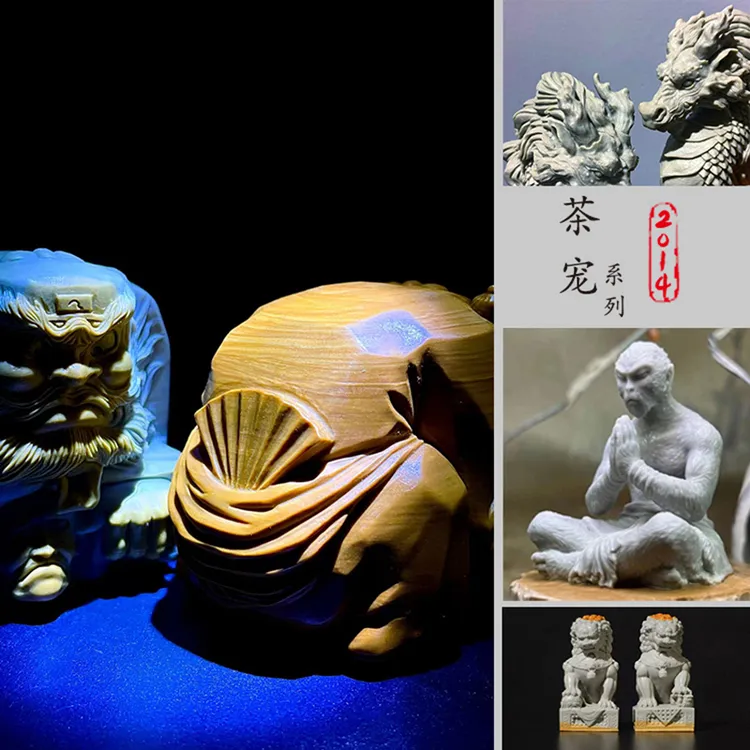 千石千艺原石原创手工雕刻茶宠可养可玩可摆茶宠摆件国风家居装饰