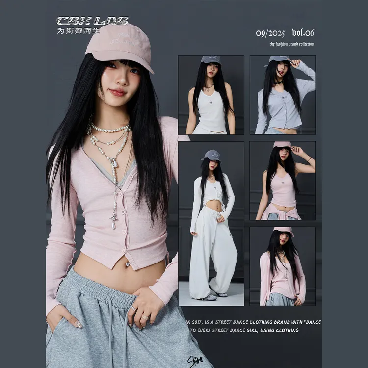 【达人专属】CBXLAB街舞潮牌扎染抽褶辣妹开衫长袖短款气质韩版修身