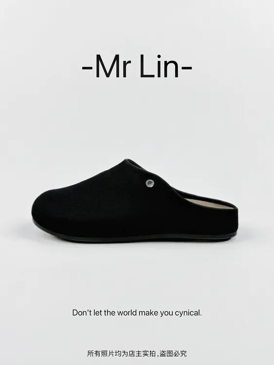 【Mr.Lin】勃肯鞋男女冬季加绒保暖软底懒人半拖鞋情侣大码厚底棉鞋