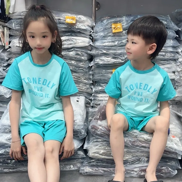 小童家居服套装中大童夏季短裤短袖男女通用休闲风