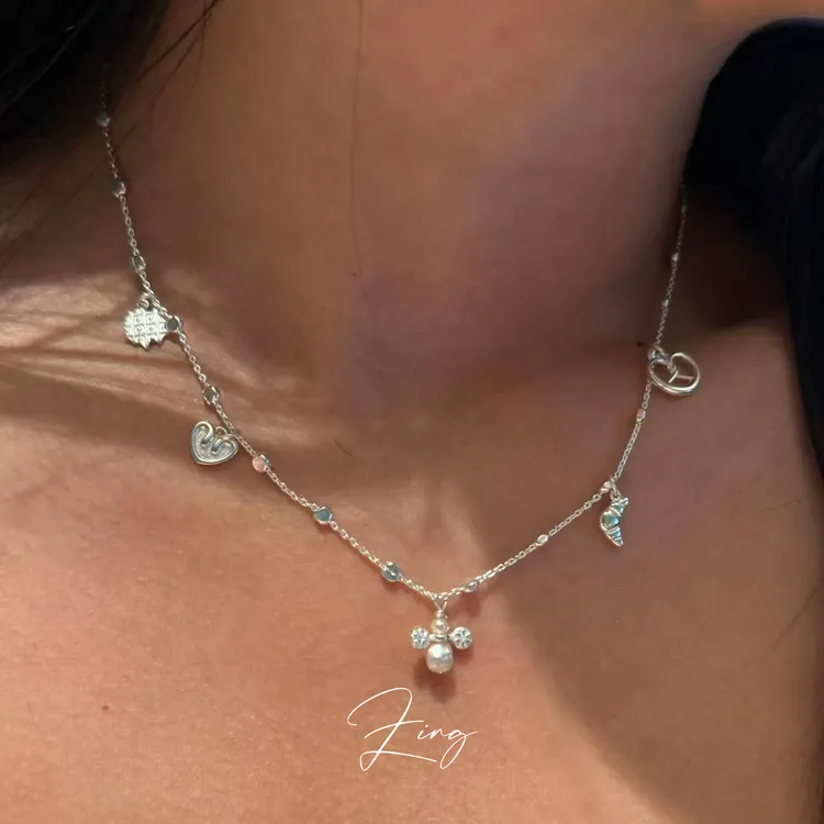 趣味可爱甜点吊坠原创小众设计s925纯银项链百搭轻奢高级感锁骨链