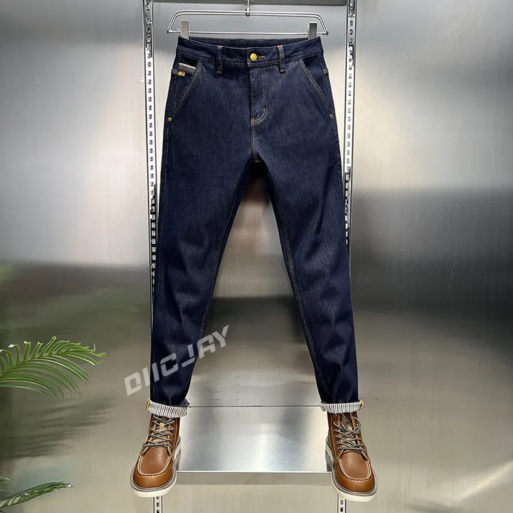 美式复古重磅牛仔裤男士经典轻奢修身显瘦秋冬新款原牛色小直筒