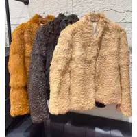 【Wan wan】兔毛皮暗扣V领外套