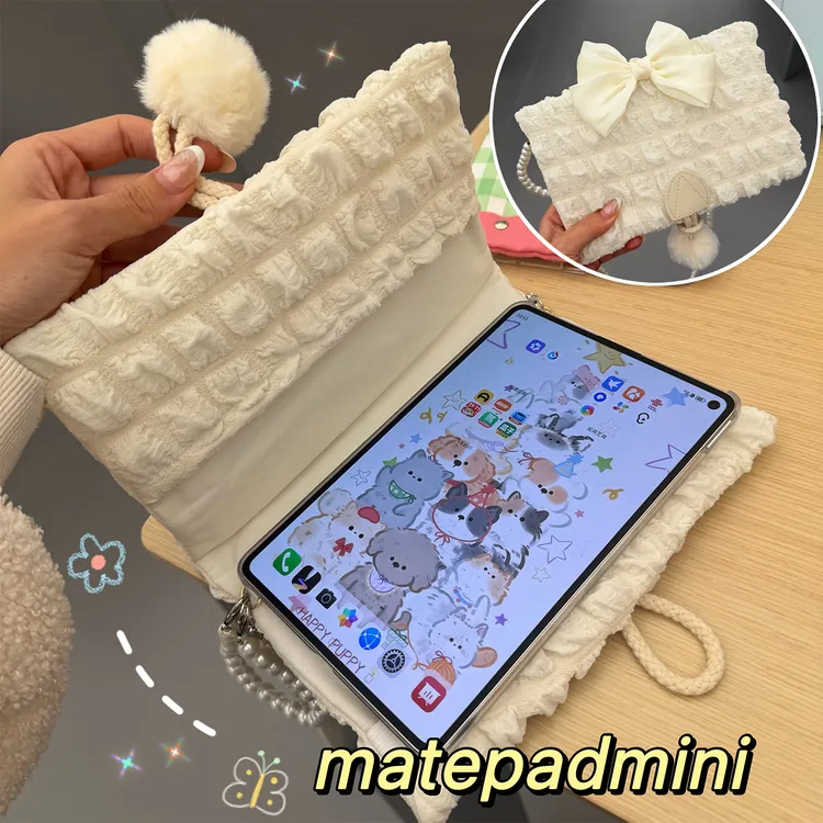 适用华为matepadmini泡芙蝴蝶结保护套时尚创意手提斜挎保护壳女