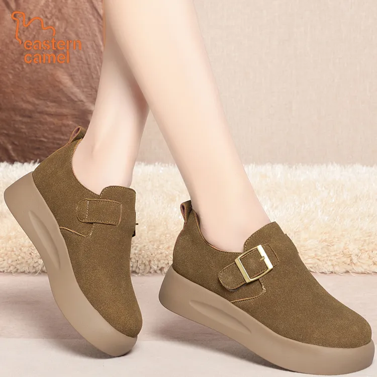 东方骆驼厚底勃肯单鞋女士鞋春秋新款增高休闲乐福鞋百搭款女鞋