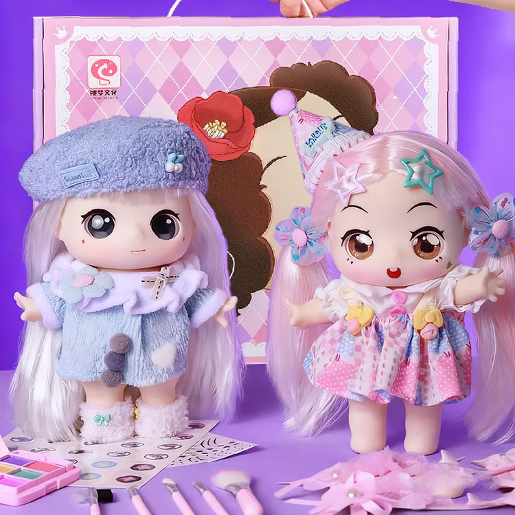 冬己20CM换装洋娃娃公主diy化妆改装咕娃搪胶娃女孩玩具生日礼物