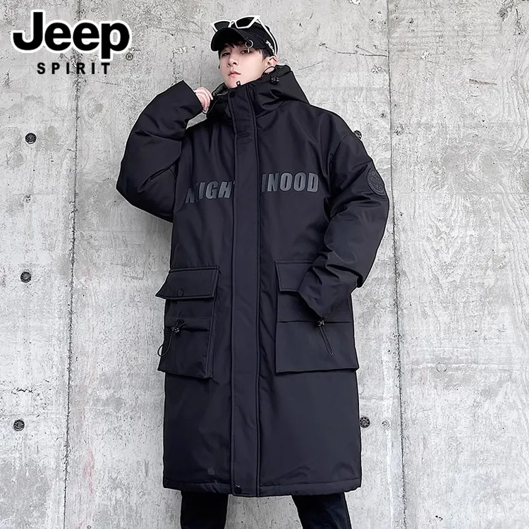 JEEPSPIRIT吉普长款休闲羽绒服冬季潮流时尚男士大码防寒保暖外套