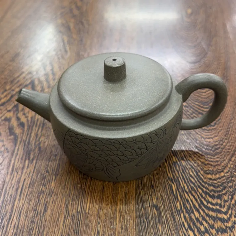 宜兴牛盖紫砂壶青段泥230cc茶具