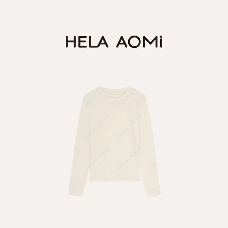 HELA AOMI “加厚白T”莱赛尔绵羊毛纯色圆领长袖打底T恤CY5CN23107