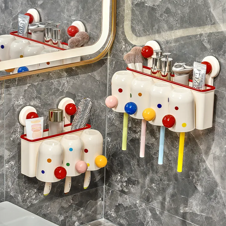 吸盘牙刷置物架壁挂式免打孔牙刷架2025新款卫生间漱口杯牙杯架子