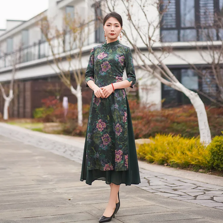 如意风春季新款气质新中式改良旗袍高端大气修身显瘦旗袍女24R014