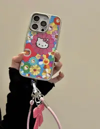 彩色太阳花红苹果可爱猫咪适用iphone17promax苹果16电镀手机壳15