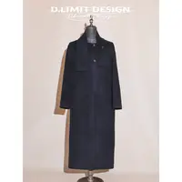 【D.L】山羊绒桑蚕丝绵羊毛围巾无领长款撞色大衣DLDM530