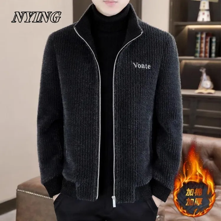 NYING男士外套大码加厚2025秋冬季休闲短款时尚大衣夹克立领男装