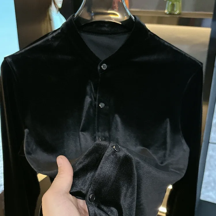 68193秋冬季专柜同款男款衬衫长袖时尚高档百搭立领高级感男装