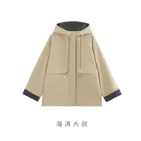 【海涛大叔】「暖坞」秋冬加厚拼格连帽工装大口袋棉服