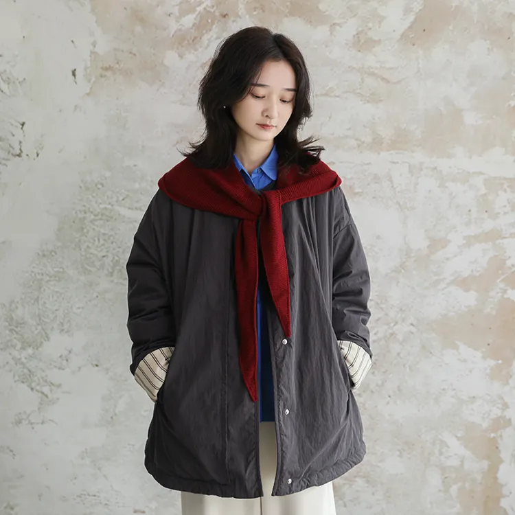 尘染·95白鹅绒·圆领格纹宽松羽绒服冬季女款保暖外套宽松鹅绒服