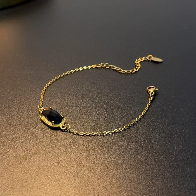 铜合金锆石手链 百搭超细手链黑金色通勤链BRCug 0293