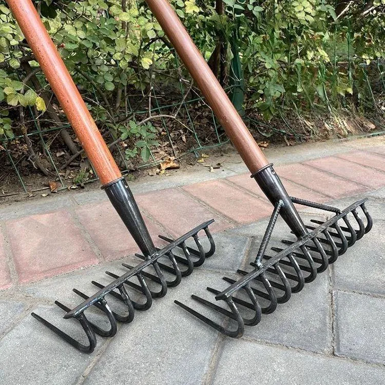 农用九齿钉耙松土工具耙子翻地平地开荒搂草搂树叶铁耙多功能齿耙