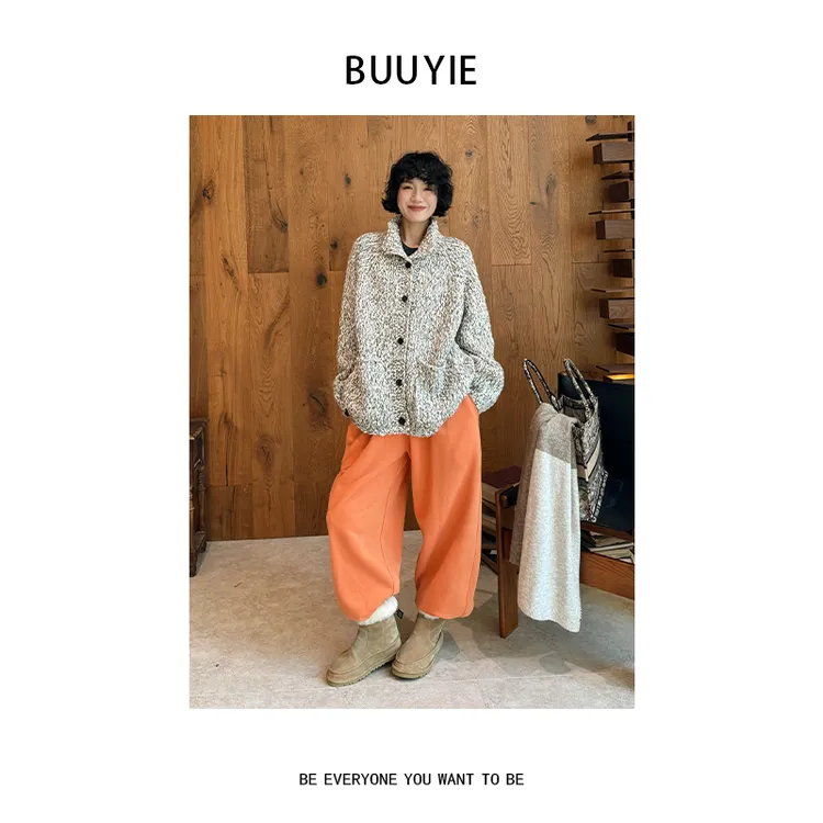 BUUYIE 25SS【粟斑】马海毛慵懒气质时尚针织毛衣 251194