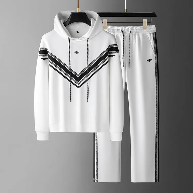 2025秋冬新款男士潮流轻奢休闲运动套装男时尚弹力卫衣两件套男士
