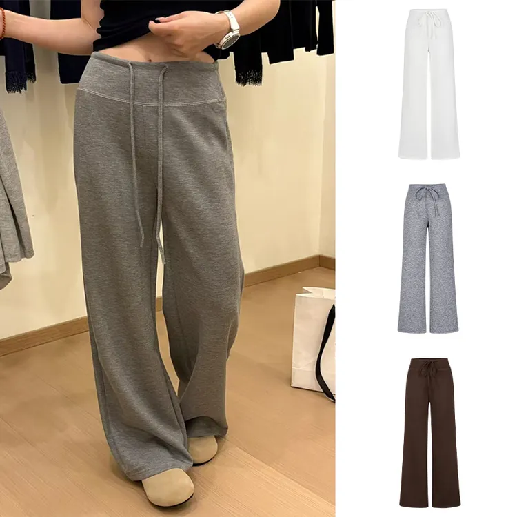 MosesQueen/魔西女王 时髦凉感空气棉加绒卫裤阔腿裤慵懒休闲长裤