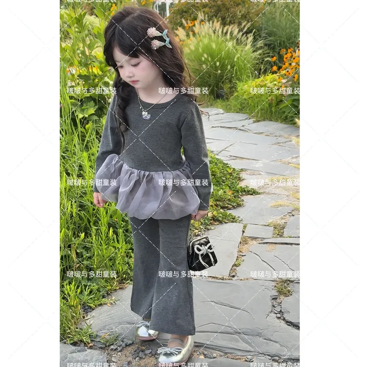 女童春秋装套装2025新款儿童洋气时髦上衣中小童女孩休闲两件套