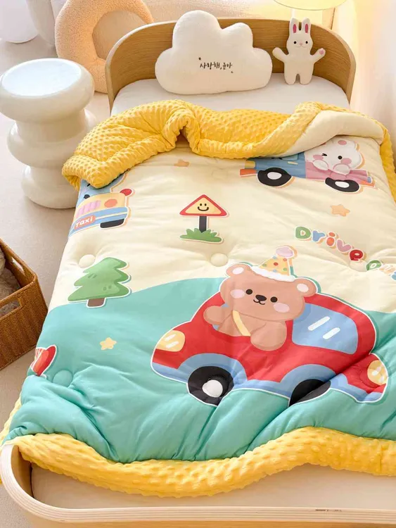 A类针织棉儿童豆豆被子幼儿园加厚冬被午睡被春秋被保暖