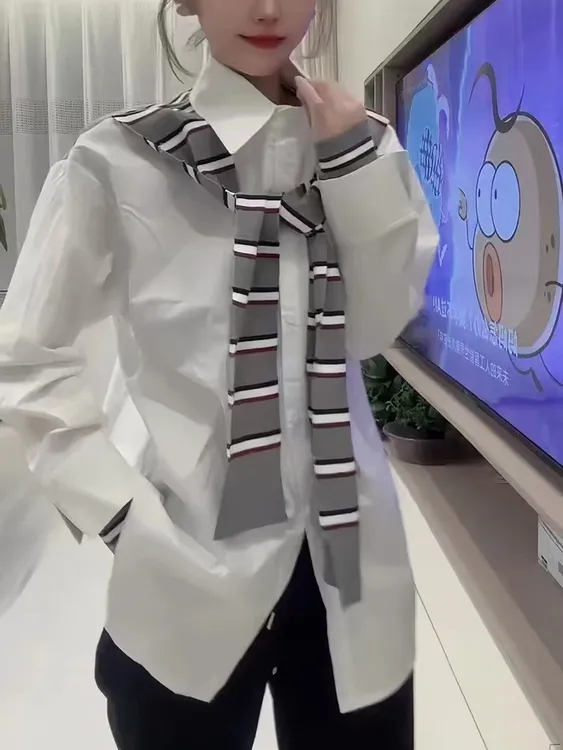 春季秋季宽松型衬衫休闲服装日系八卦宽松少女jk百搭学生