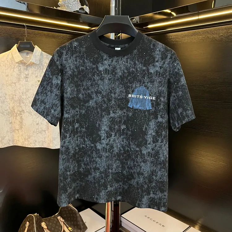 【小宋】时尚贴布口袋刺绣点缀翻领POLO衫高级满天星短袖T恤男