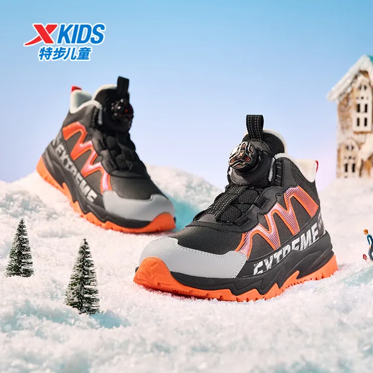 特步儿童防滑耐磨防水中大童高帮棉鞋舒适时尚675415379687