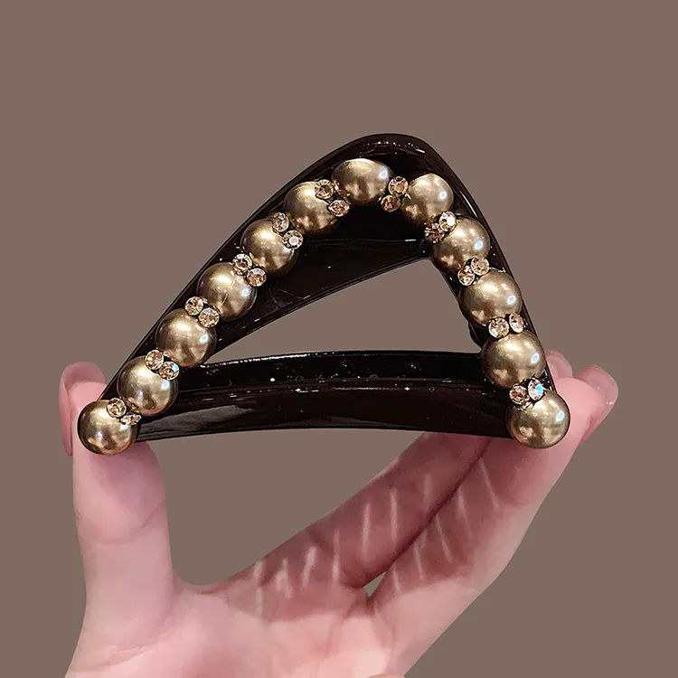 高级珠珠三角抓夹女2025新款发夹后脑勺盘发鲨鱼夹高马尾固定夹